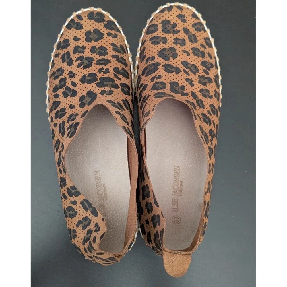 Isle Jacobsen Hornbaek‎ Tulip Sneakers Slip On Shoes Brown Animal Print Size 37